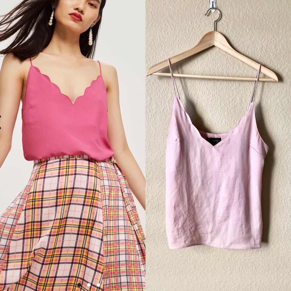 Topshop Pink Scallop Tank Top